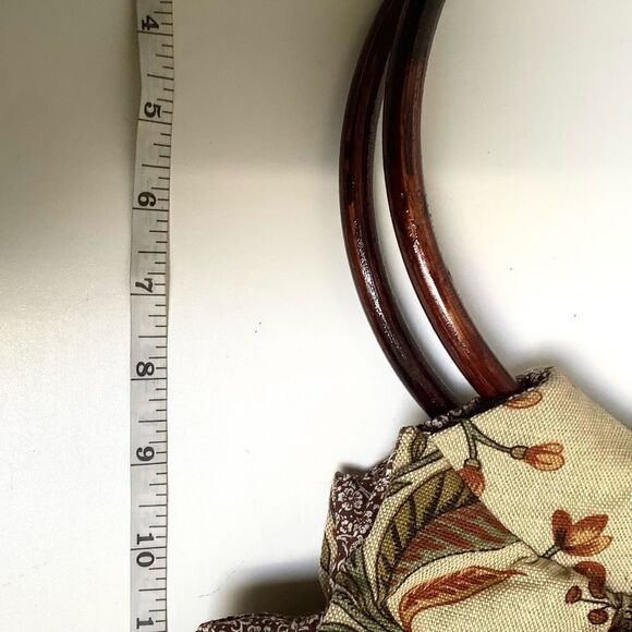 Handmade Fabric Bag Wooden Handle Euc - Picture 8 of 9